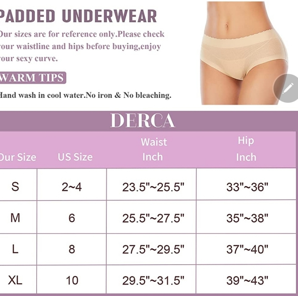 (2pcs)(2 colors) Women Panties Seamless Hip Pads Enhancer Underwear Padded Panty - Picture 3 of 3